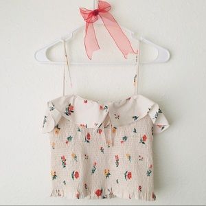 Zara Shirred Floral Top